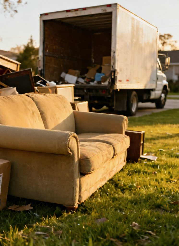junk ready to be loaded on to moving truck for stag moving's junk removal service